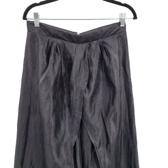 Handmade Skirted Wide Leg Pants 10 Black Metallic Sheen High-rise Caped Gothic - Picture 4 of 10